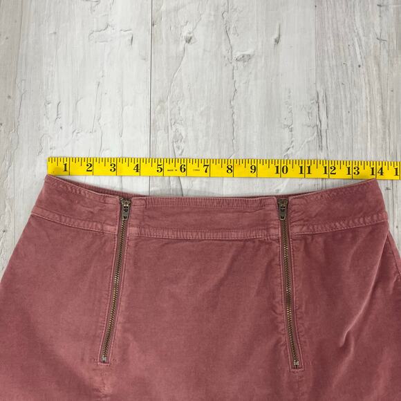 Madewell Pink Double Zip Front Faux Velvet Tight Above Knee Mini Skirt 4 - Picture 8 of 9